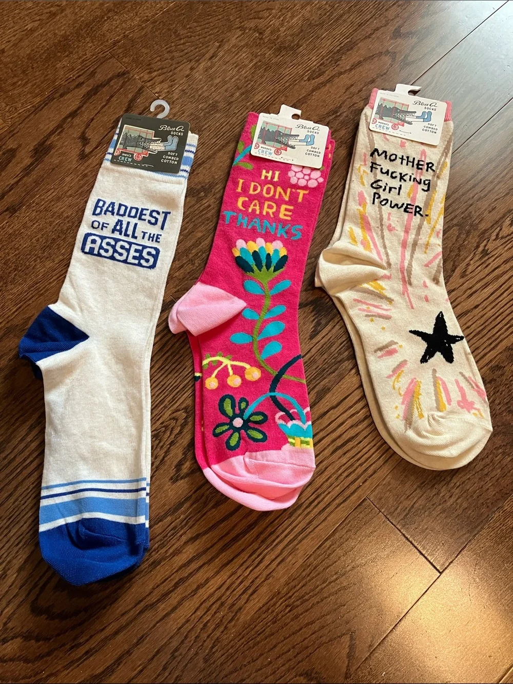 WOMEN-Blue Q Crew Socks- THREE pairs & THREE FREE bracelets to go with each:):)